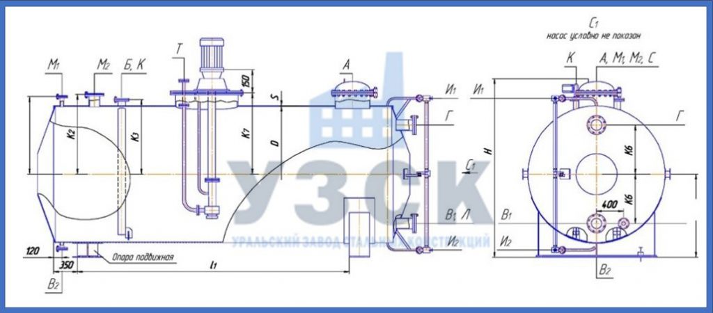 Чертеж емкости ГКК в Северодвинске